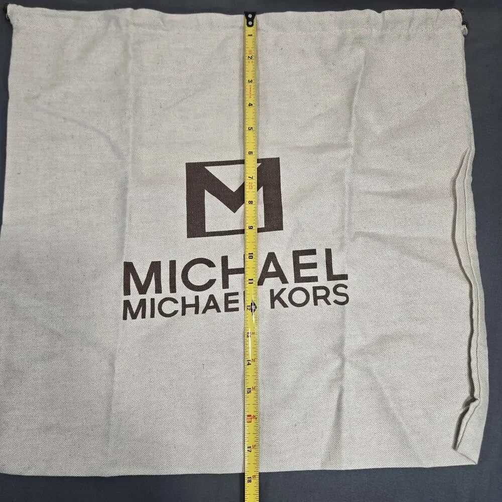Michael Kors Drawstring Dust Bag Cream Cotton Canvas Brown Logo 18x18